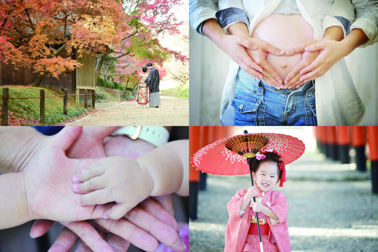 ロケーション撮影から結婚式当日スナップまたお子様が生まれてからのお宮参り、七五三などの写真